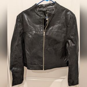 Benelle Black Leather Moto Jacket - Women's 16